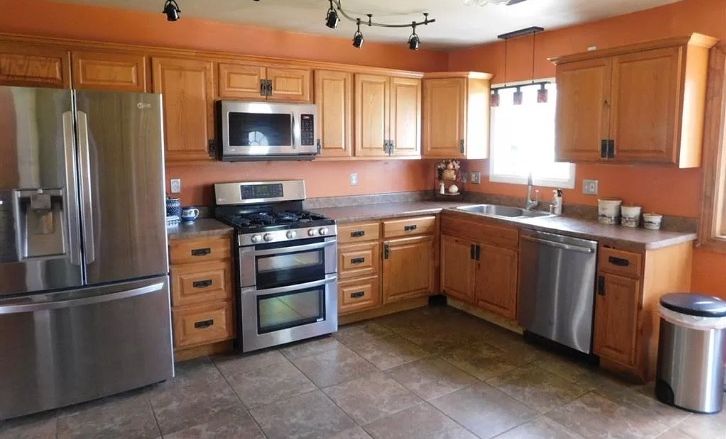 Honey Oak Cabinets Filled the Original Kitchen