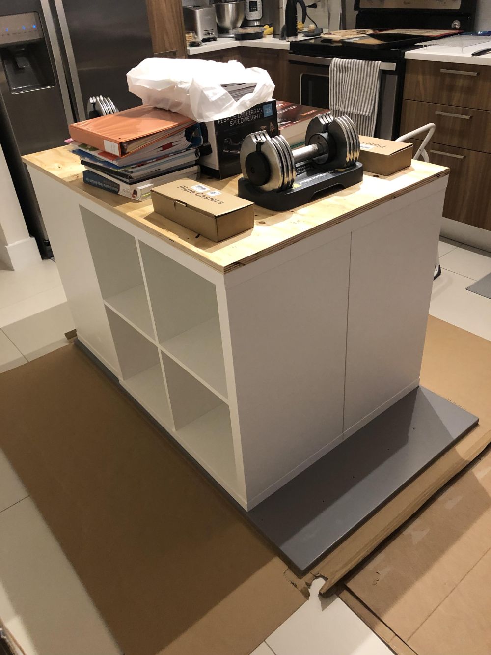 Household weights held the glued sections together