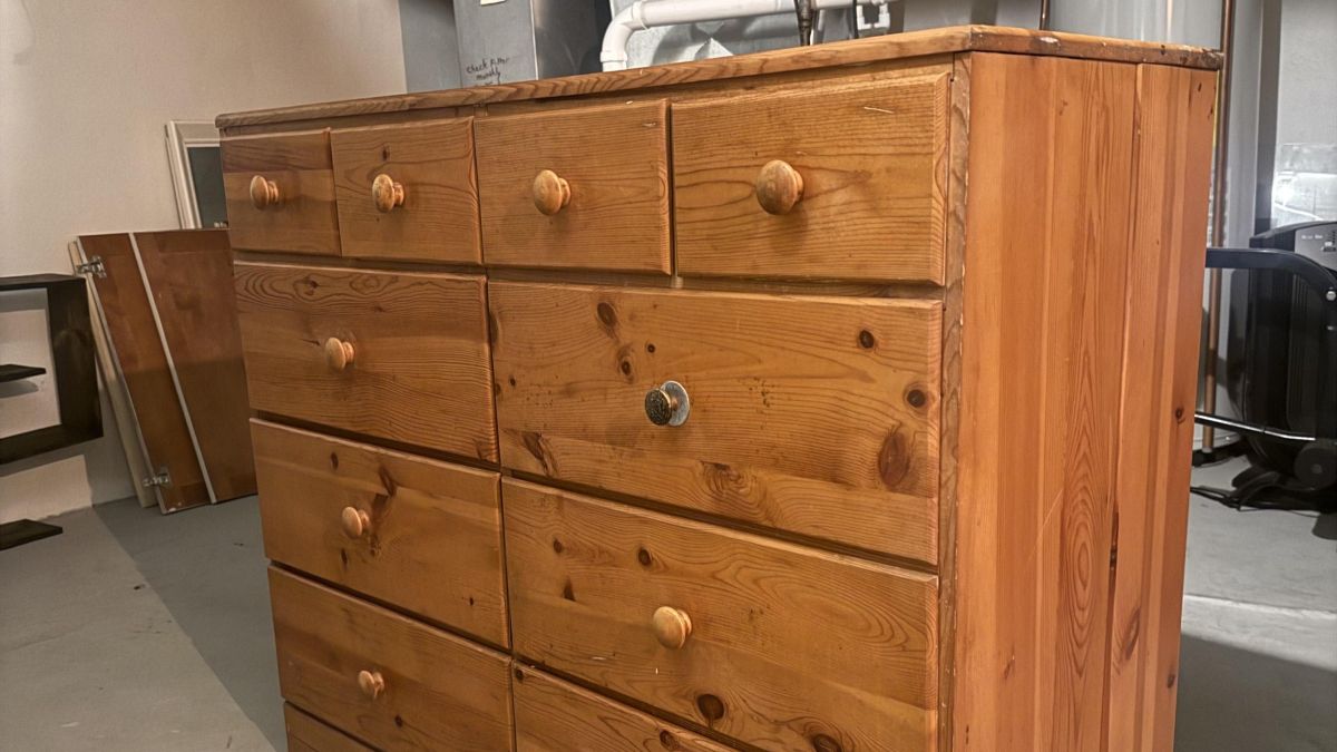 Instead of Painting His Old Pine Dresser, He Turned It Into an Antique-Looking Apothecary Cabinet