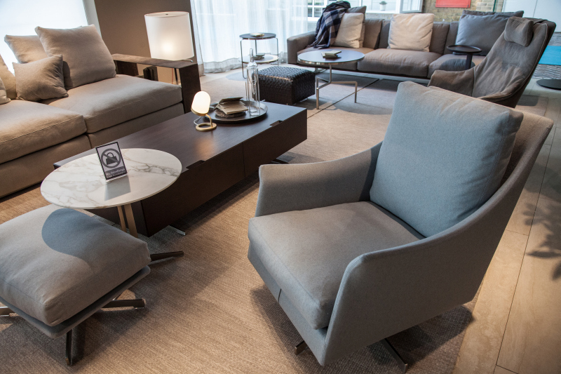 Muted Blue Fits Within the Restrained Palette