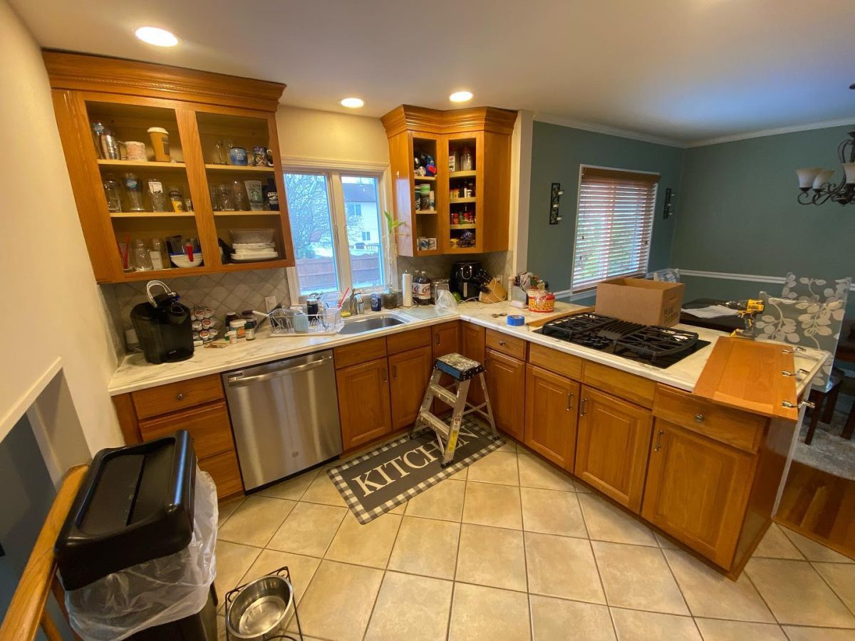 Orange Oak Cabinets Dominated the Original Kitchen