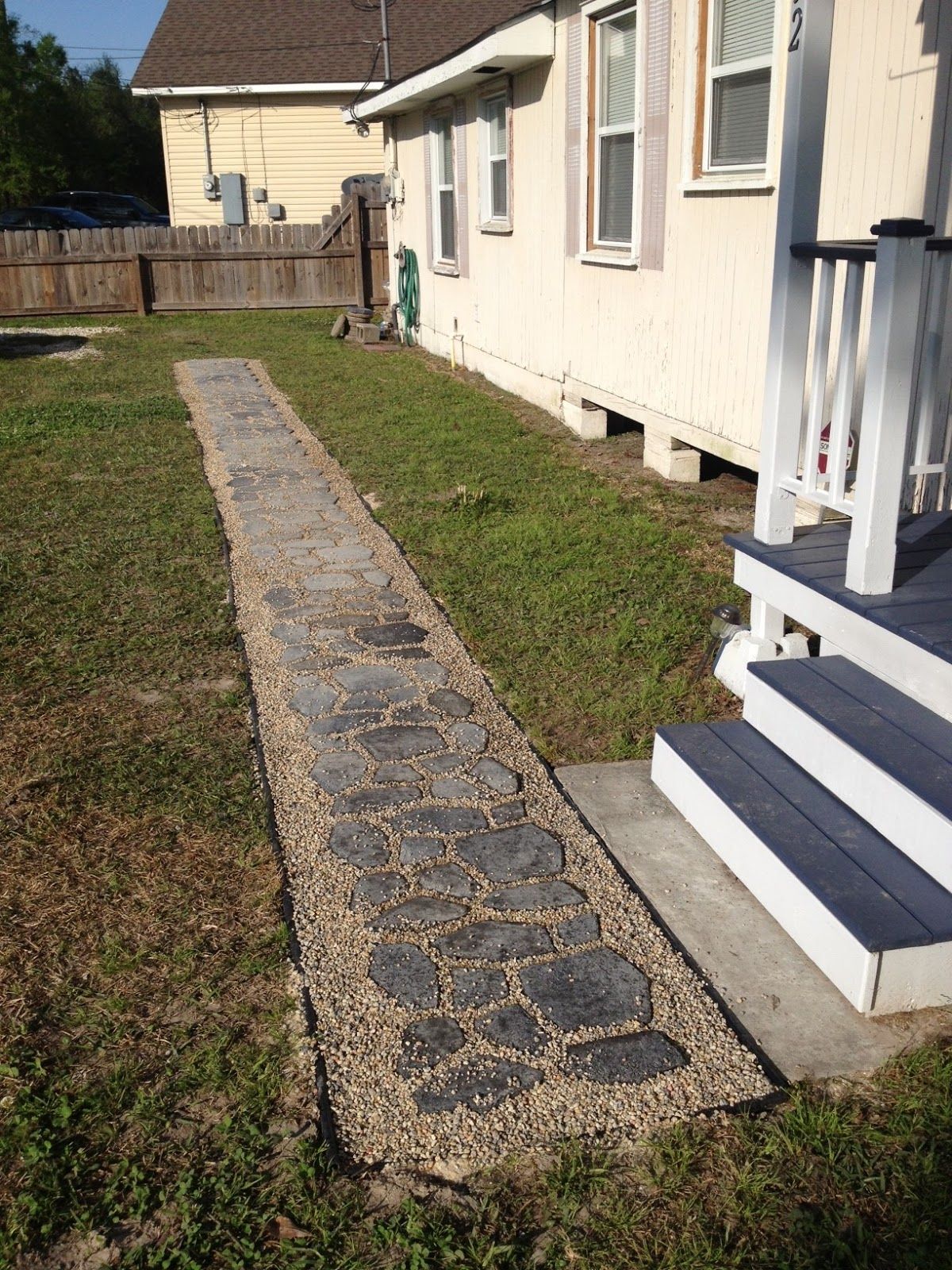 Pea gravel finished the spaces between the stones