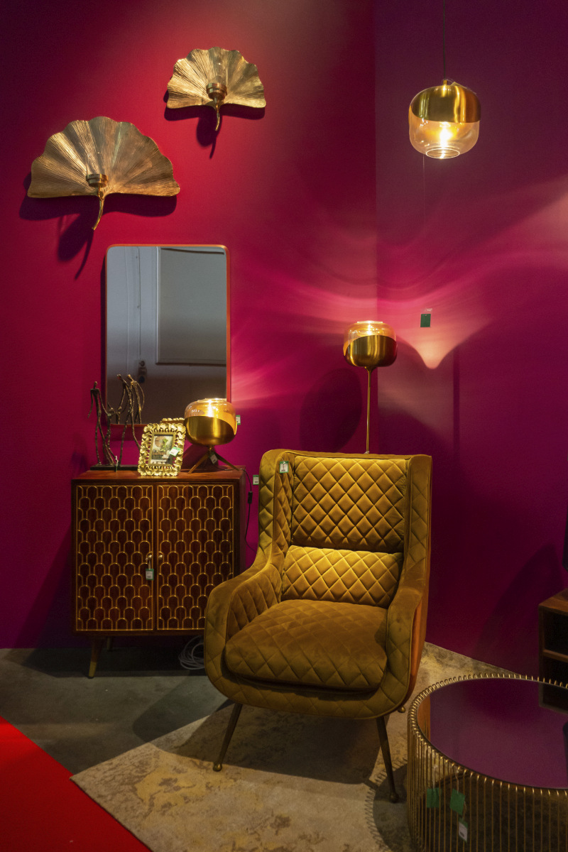 Quilted Mustard Velvet Creates Shadows Inside Every Diamond