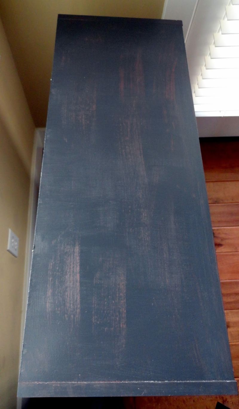 Red Chalk Paint Left Streaks Across the Blue