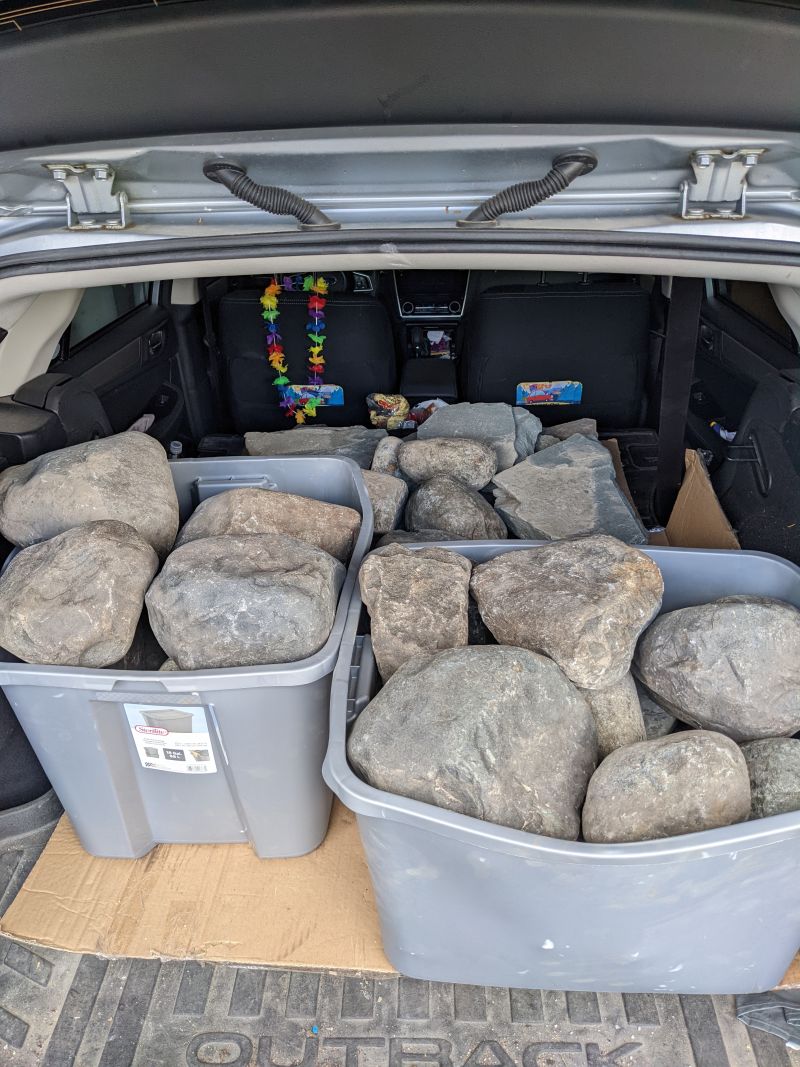 Rounded rocks formed a border with no straight edges