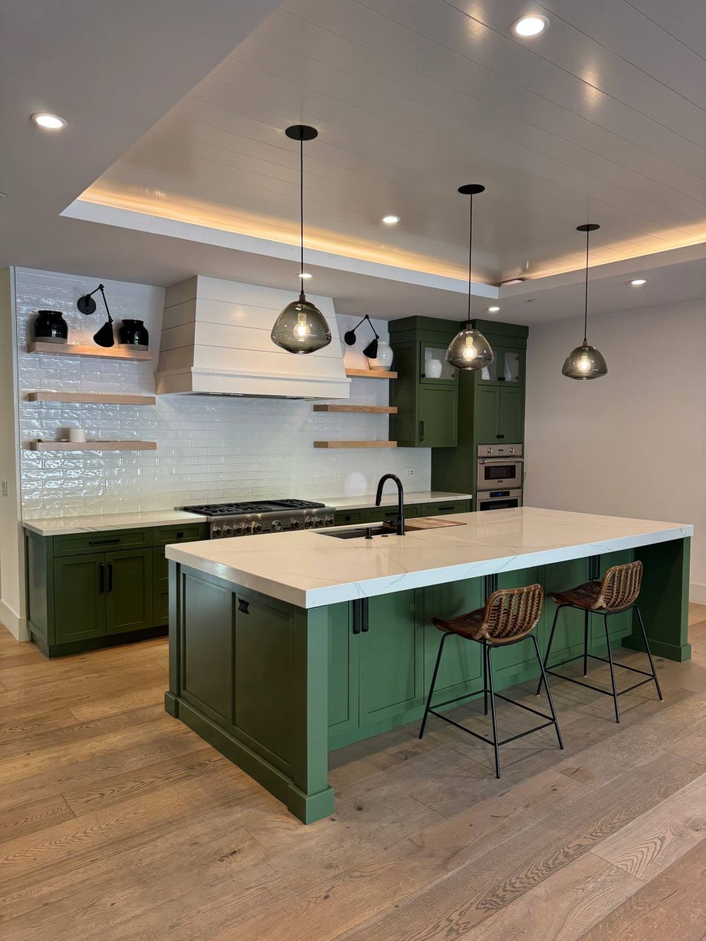 Sage Green Replaced Both Cabinet Colors