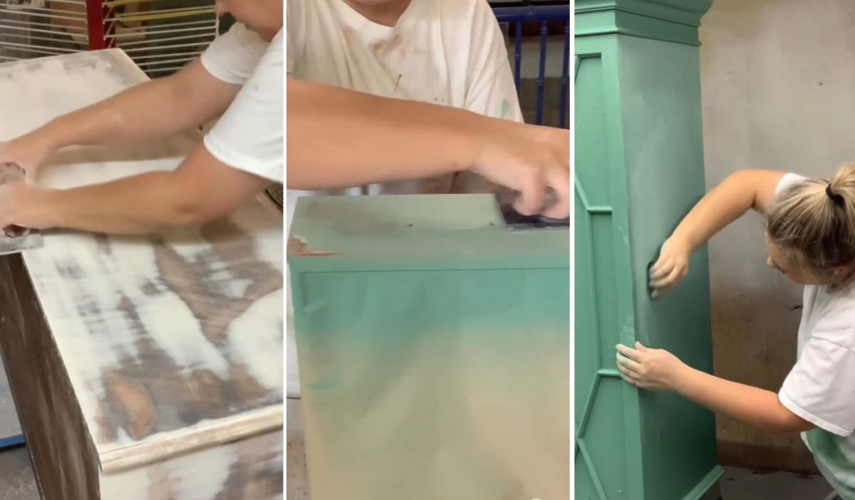 She Painted an Old China Cabinet Green and Made the Wood Shine Like Glass
