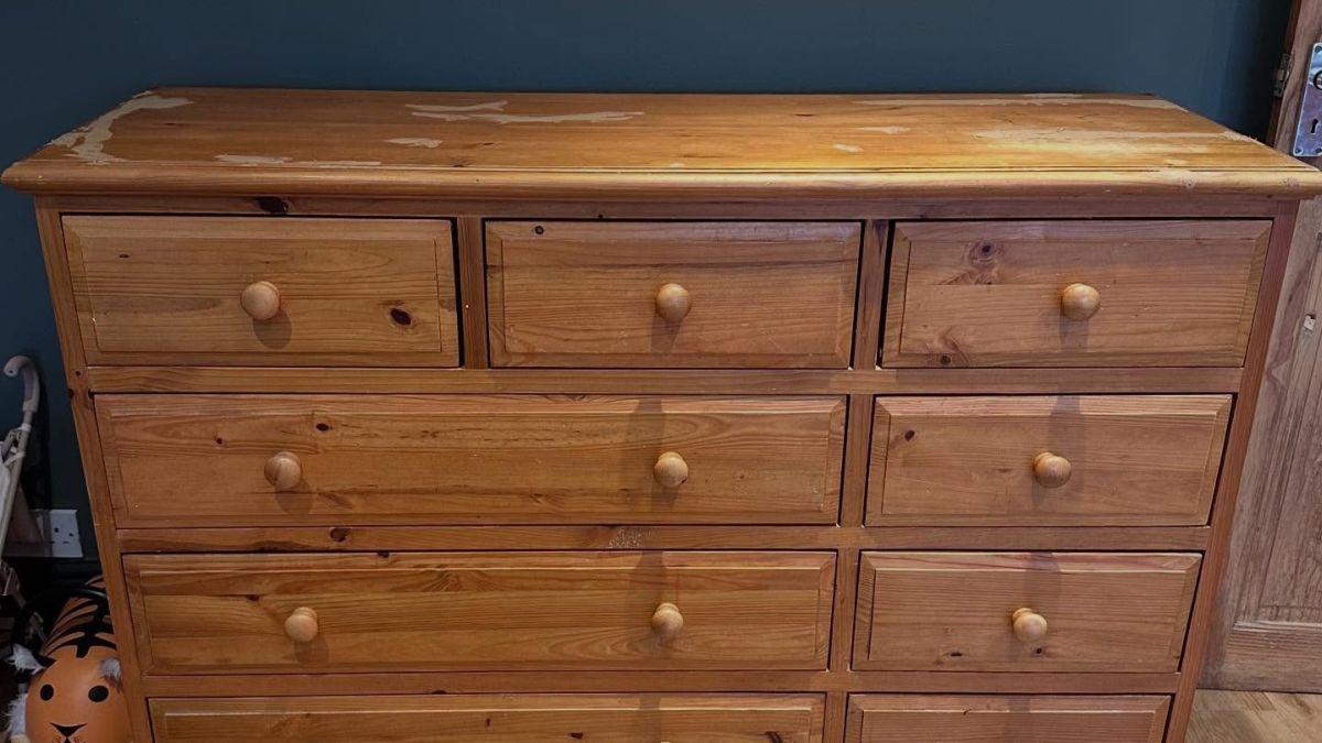 She Almost Painted This Old Pine Dresser One Color but Tried a Sunset Ombré Instead