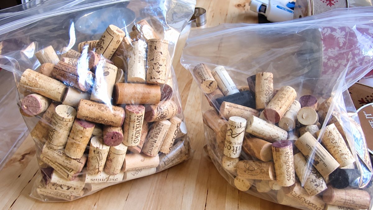 She Turned 396 Wine Corks Into a Bar Backsplash That Looks Like Basket-Weave Tile