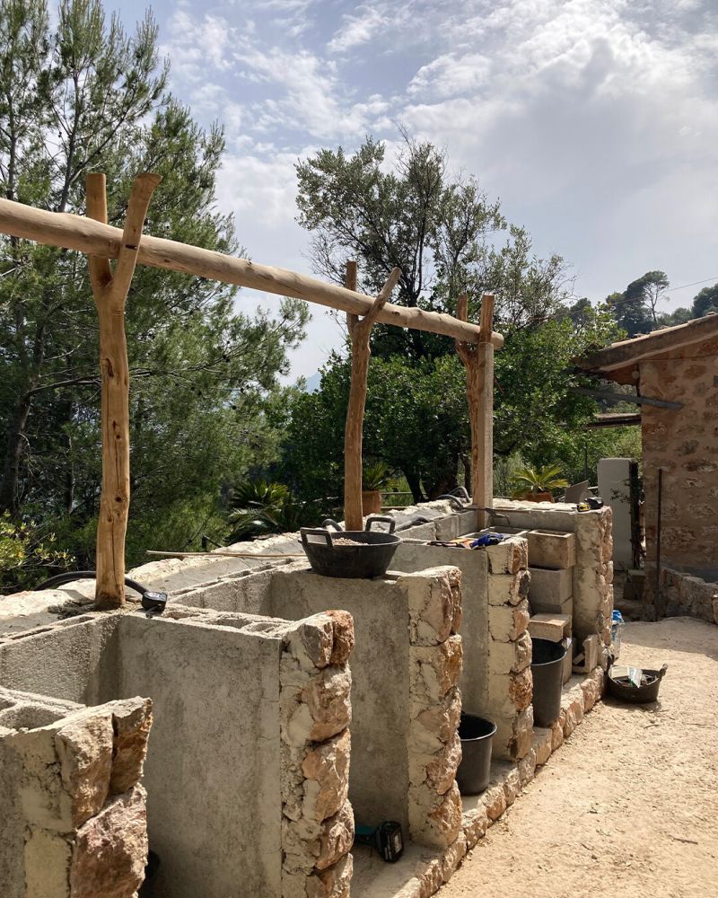 Stonework Created the Base for the Outdoor Kitchen