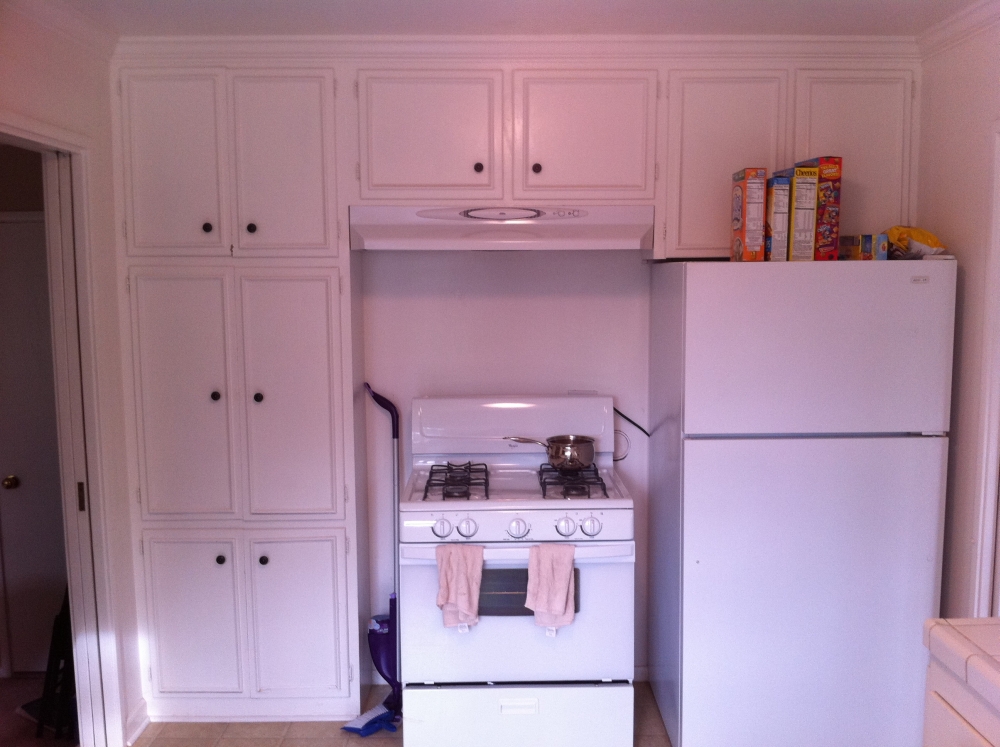The 1957 kitchen still had its original cabinets