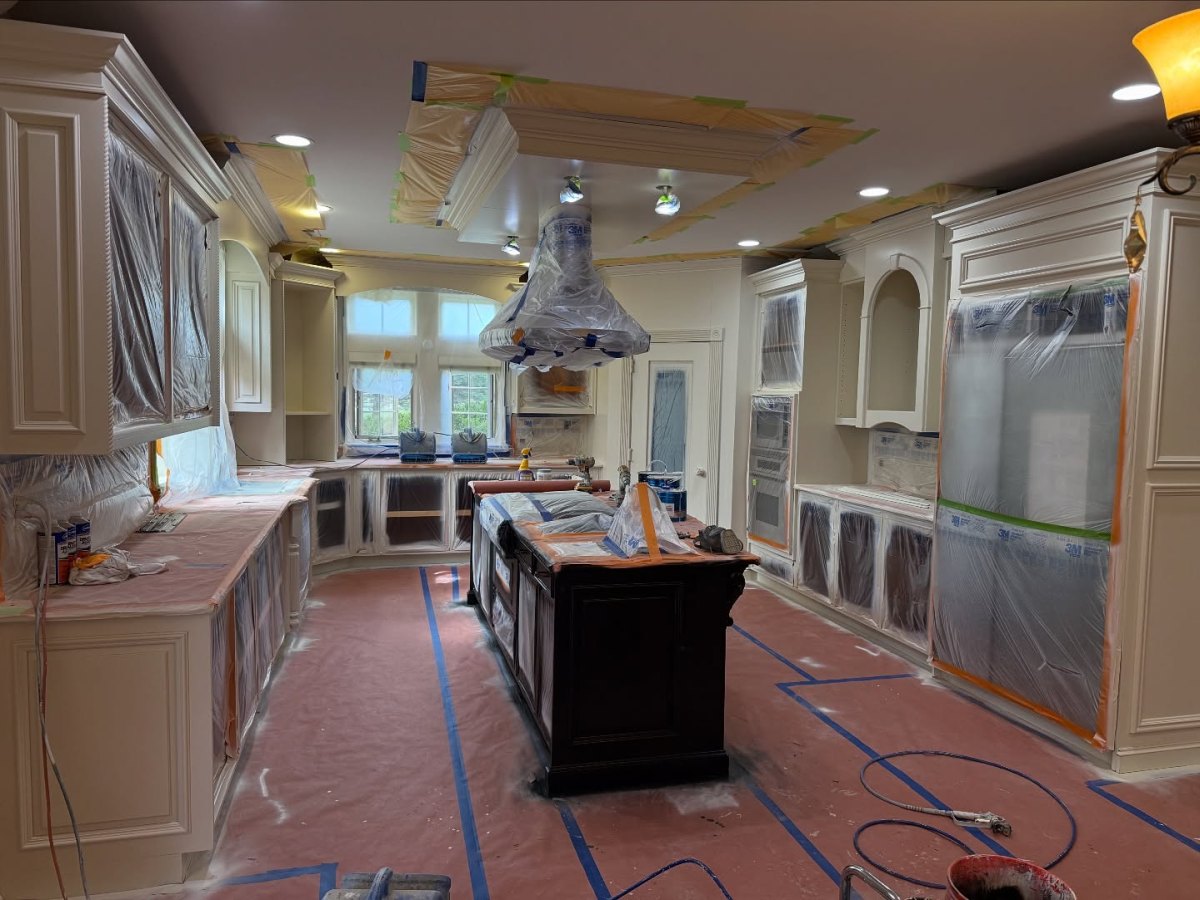 The Cabinet Frames Were Painted Without Removing the Countertops