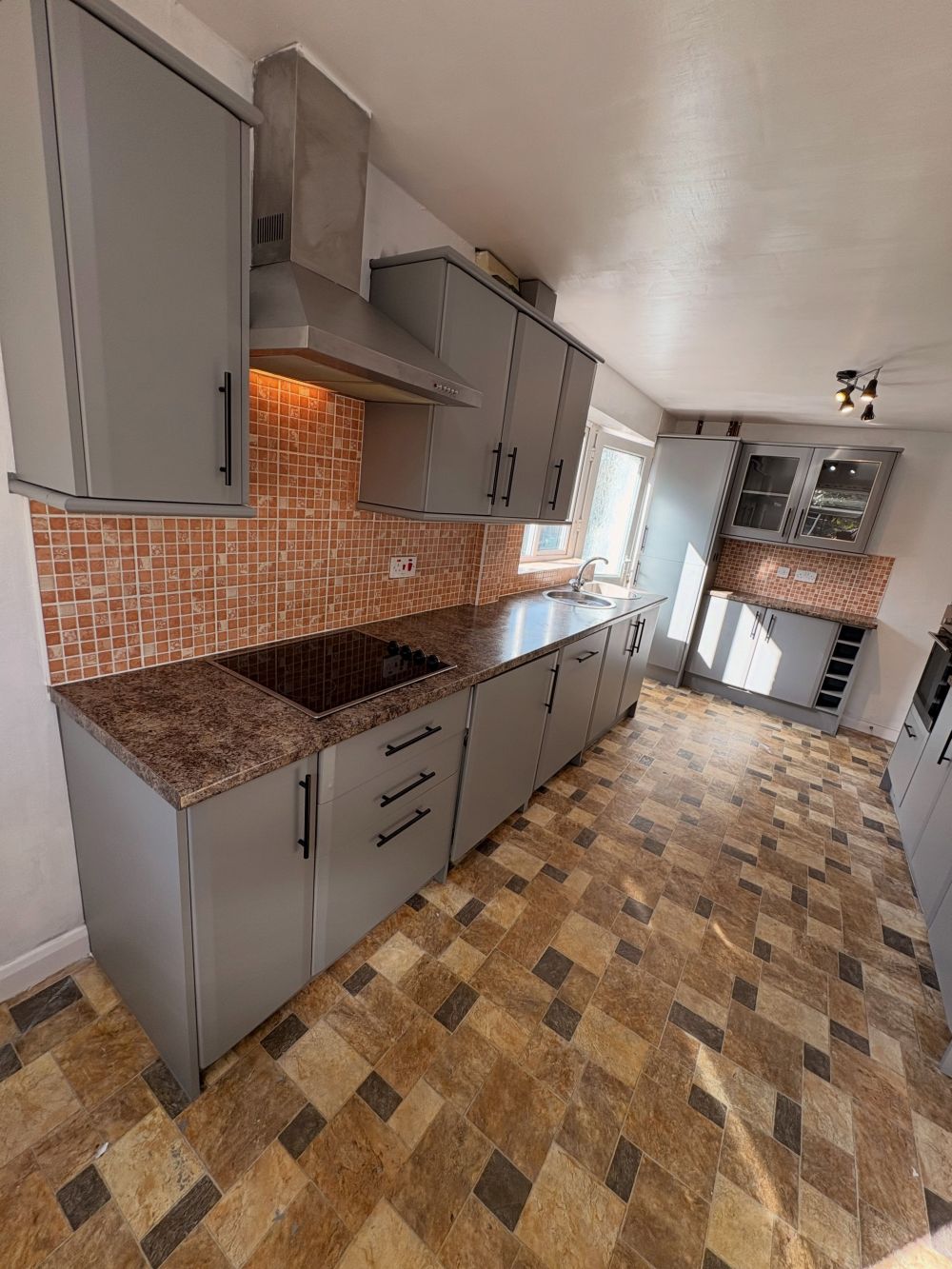 The Existing Cabinets Were Masked for Spraying