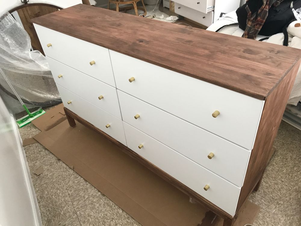 The Finished Dresser Combined Dark Wood and White Drawers