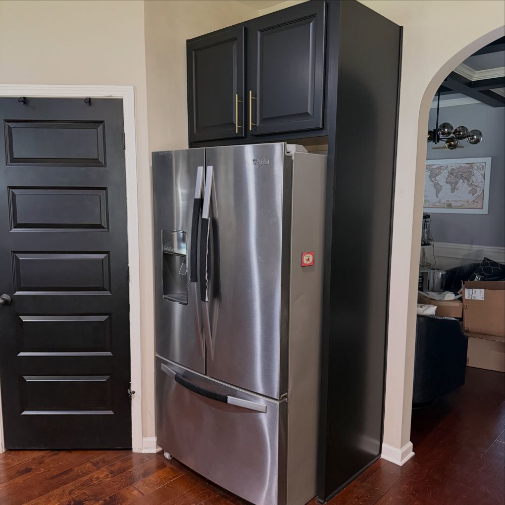 The Finished Kitchen Kept Its Granite, Tile, and Brown Floors