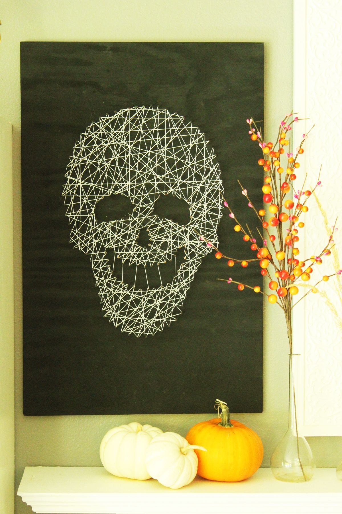 The Finished String Art Became Halloween Wall Decor