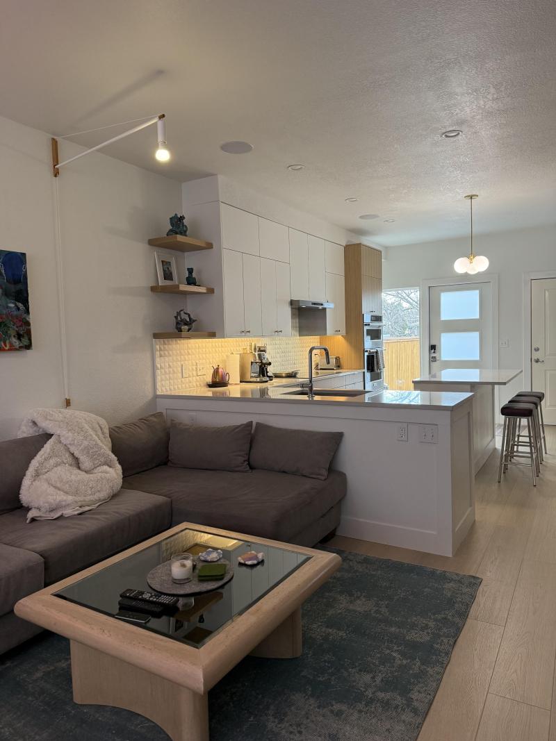 The Living Room Now Opens Toward the Kitchen