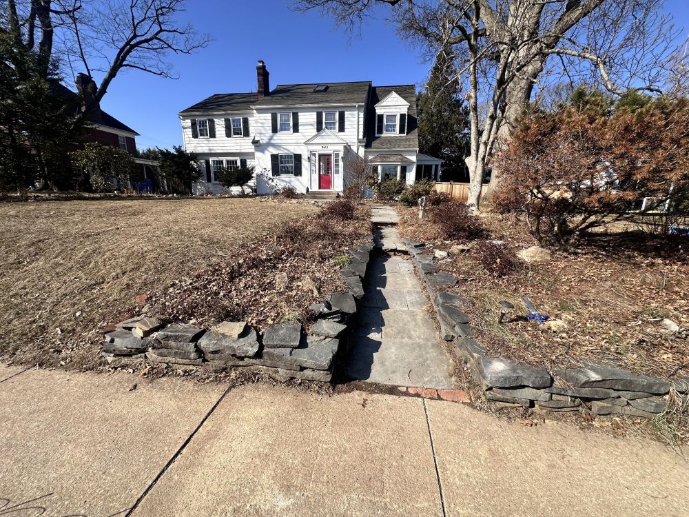 The Old Walkway Had Three Steps Along a Slope