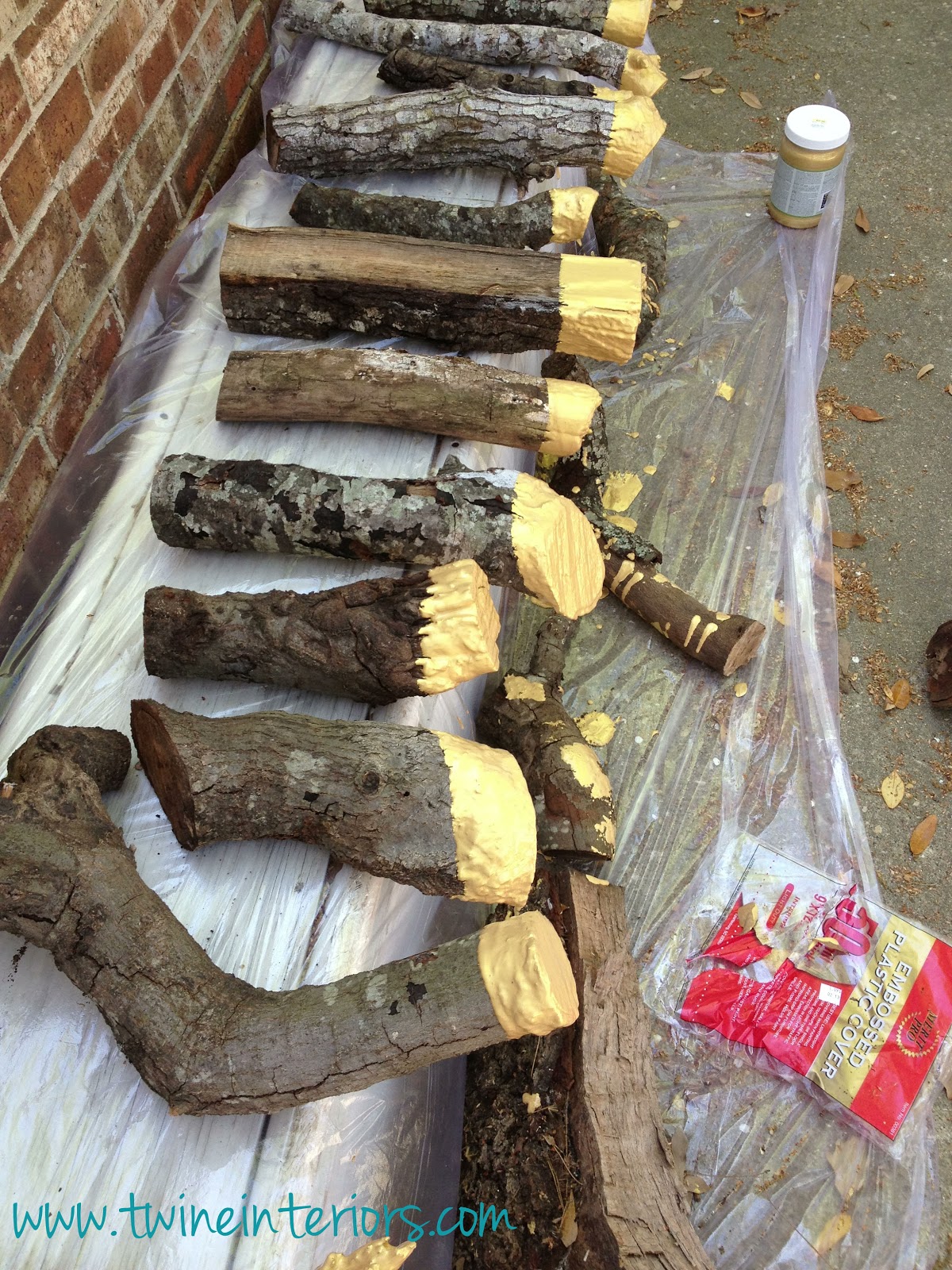 The Painted Logs Dried Before Going Into the Fireplace