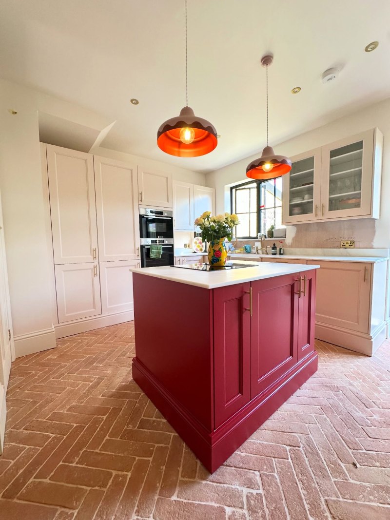 The Two Colors Meet Across the Kitchen