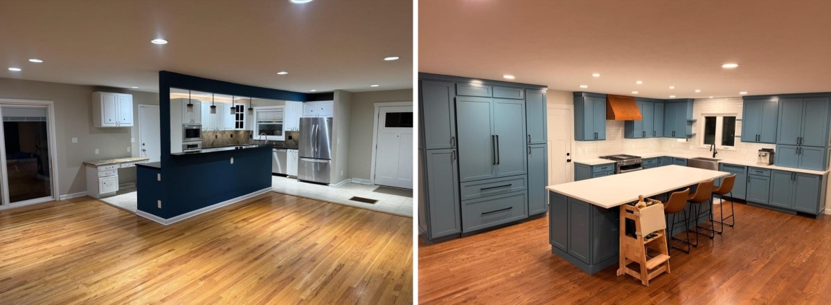 The comparison reveals a change beyond cabinet color
