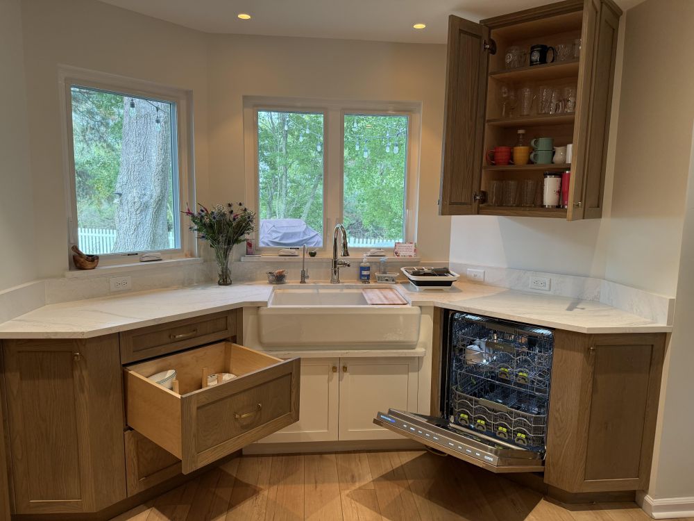 The dishwasher sits to the right of the sink,