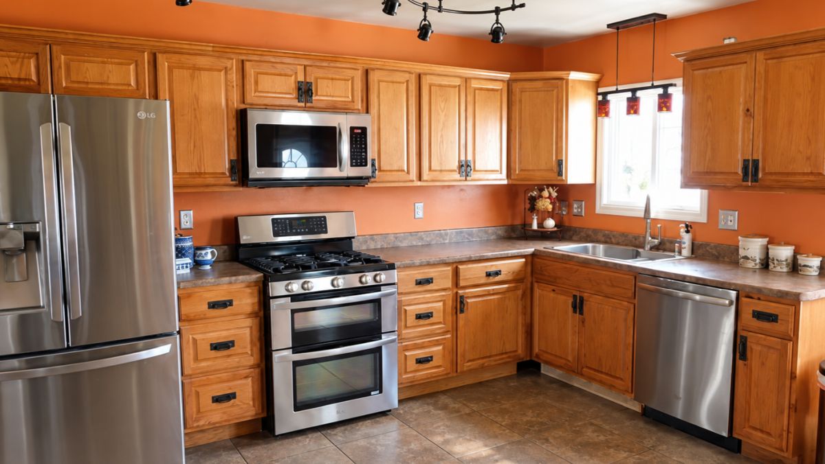 They Spray-Painted the Oak Cabinets Alabaster White and the Kitchen Took on a Custom-Built Look