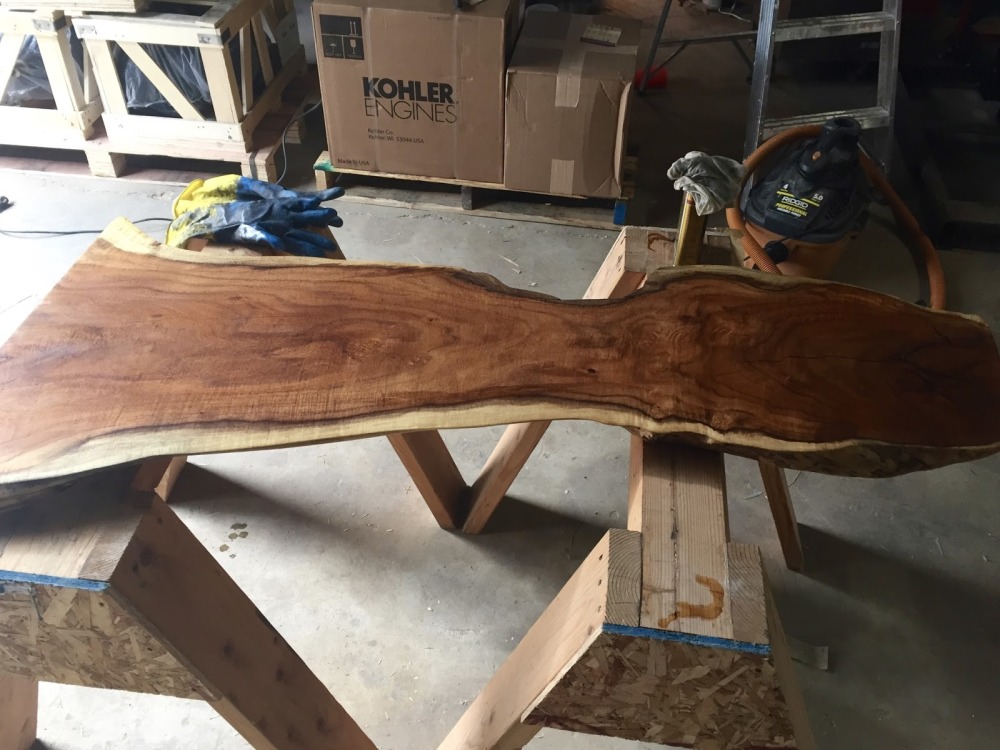 Three Coats of Satin Polyurethane Finished the Slab