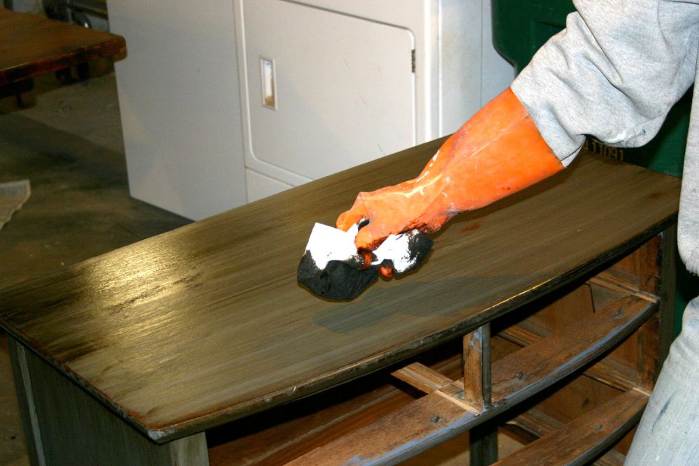 Walnut stain changed the blue-gray base