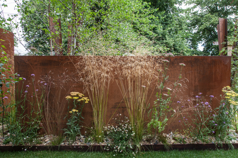Watered steel and plants