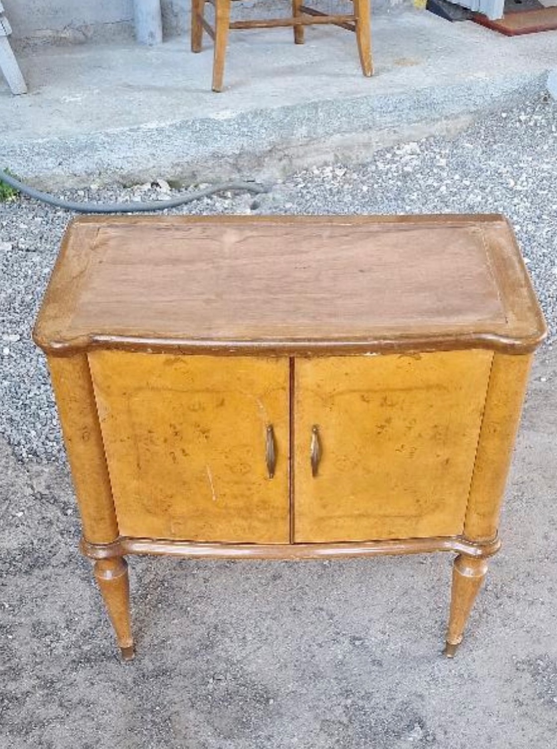 Worn Wood Covered Both Cabinets