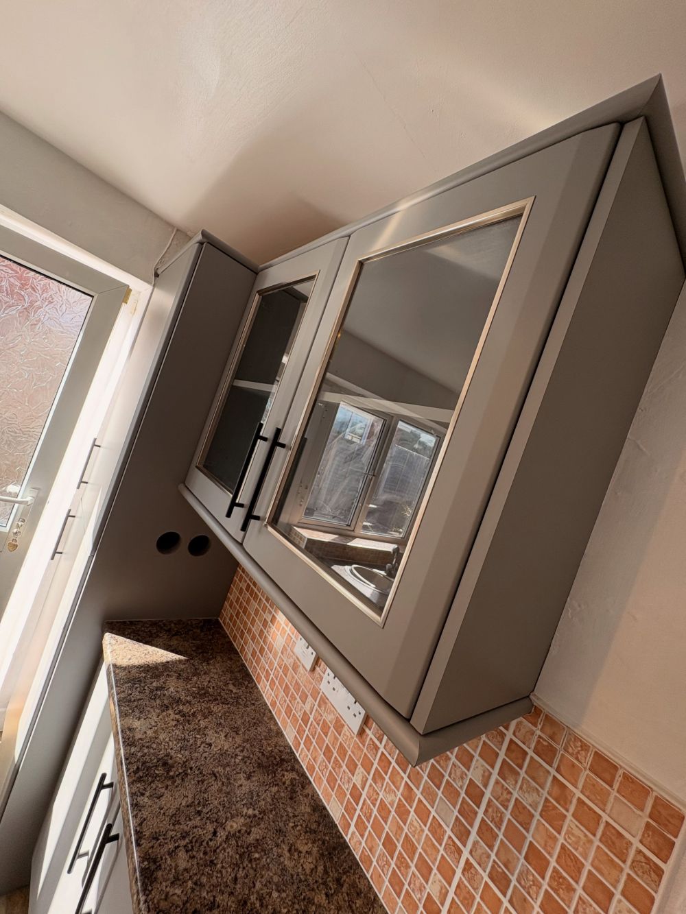 They Covered Their Entire Kitchen in Plastic Before Spraying the Wood Cabinets Farrow & Ball Plummet
