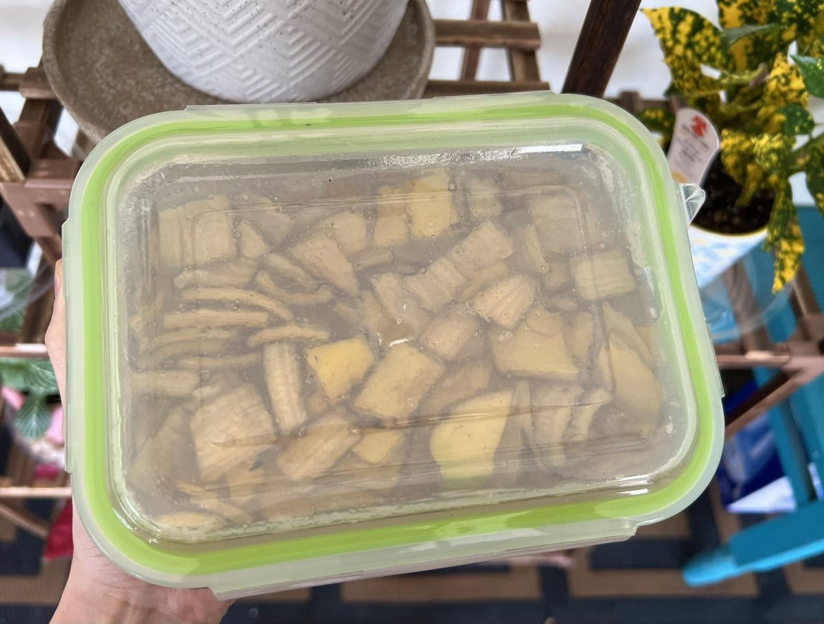 cut banana peels up and leave them in water