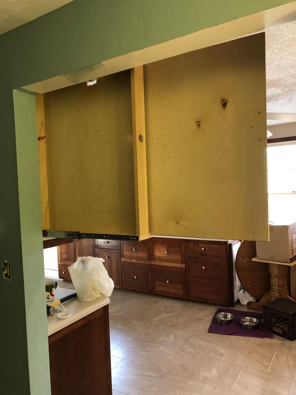mechanism exposed its plywood construction