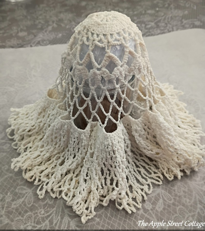 wet doily went over the wrapped golf ball