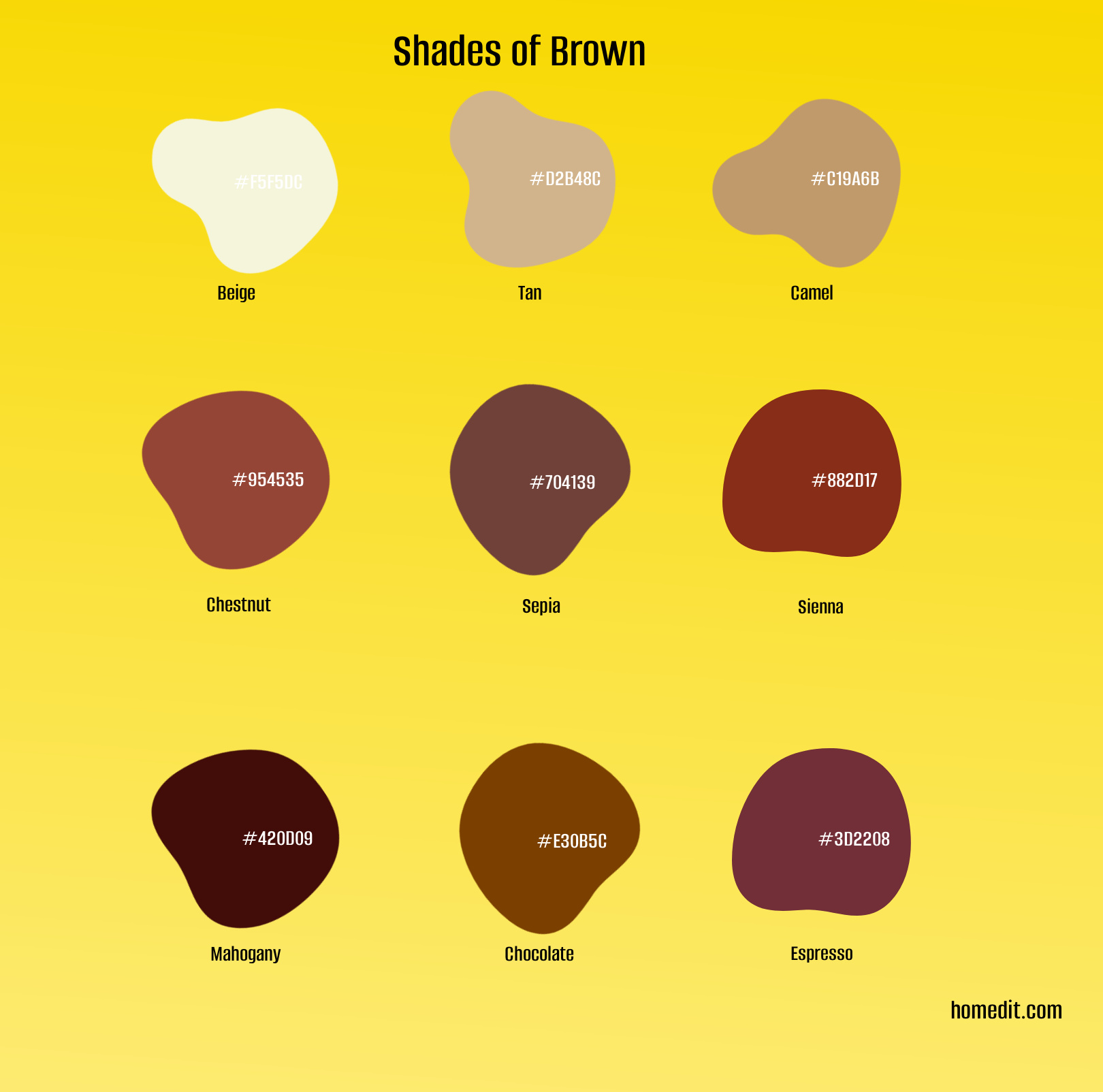 shades of brown paint chart