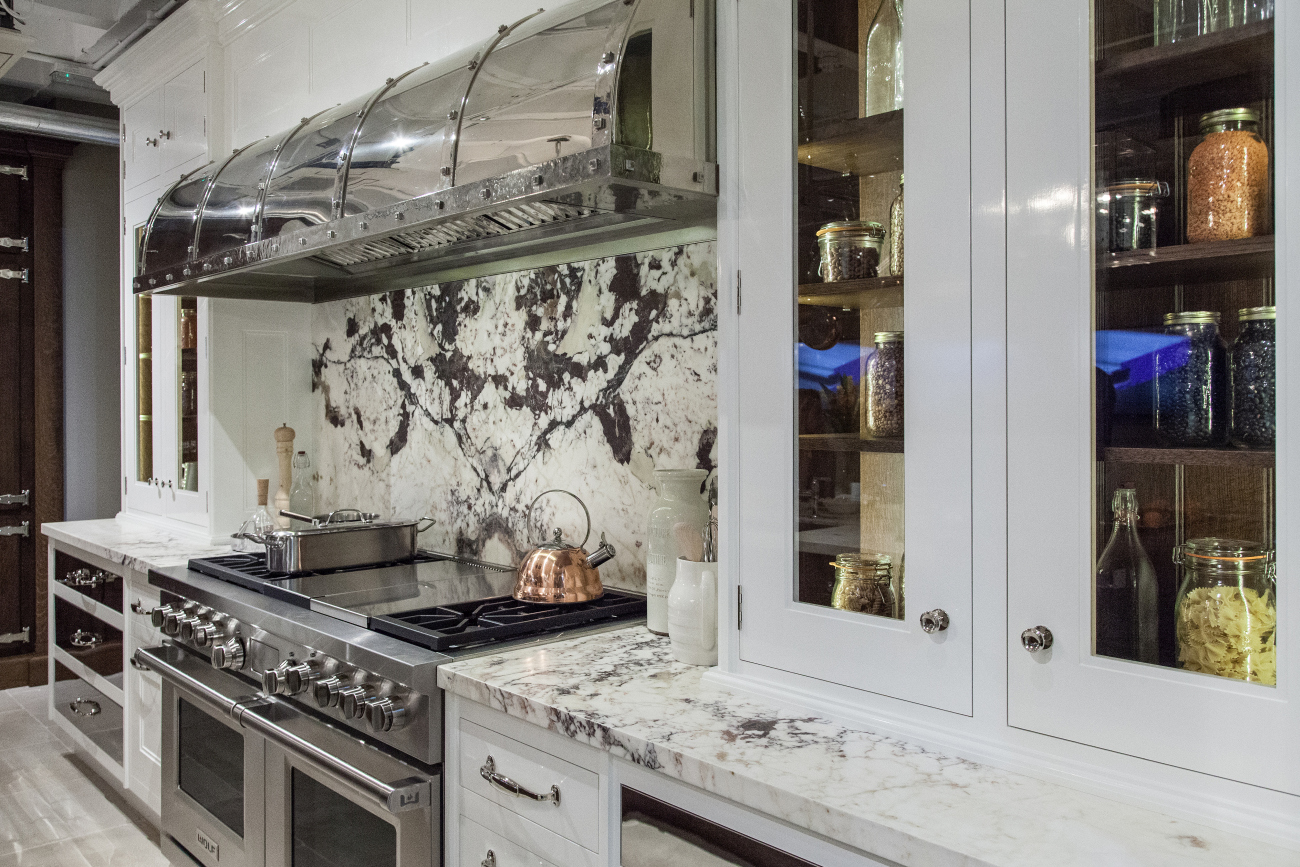 Matching Marble Slab Backsplash and Countertop